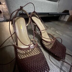 Elegant Brown Lace-Up Heels